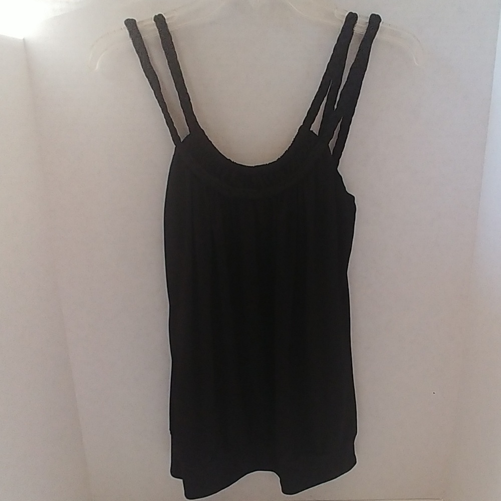 Black double braided strapped tank